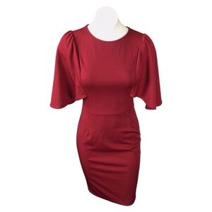 Grace Karin Red Bodycon Dress with Flutter Sleeves size small